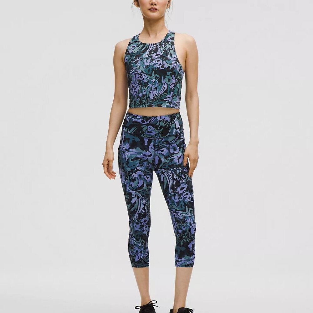 lululemon athletica Fast & Free High-Rise Crop 19” 5 Pocket Leggings Flower